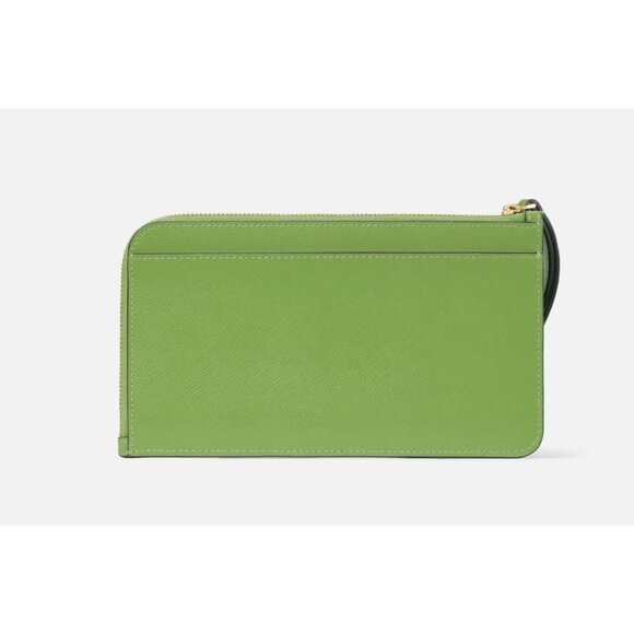 New Kate Spade Lucy Medium L-zip Wristlet Saffiano Leather Turtle Green - Picture 2 of 3